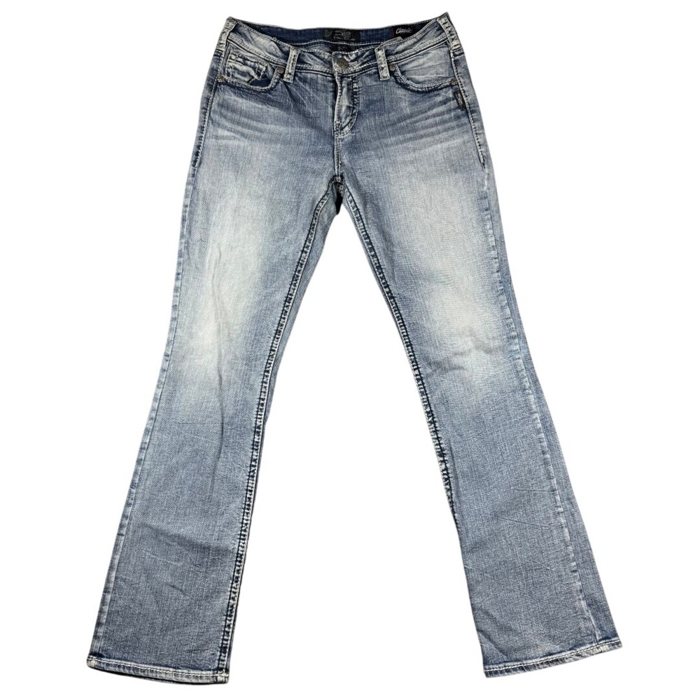 Silver Jeans Co Suki Mid Rise Slim Bootcut Light Wash Stretch Denim Jeans 30x31